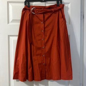 Forever 21 burnt orange button down skirt.